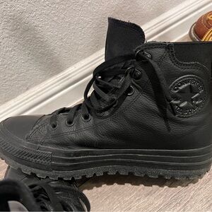 Converse All Black Leather High-Tops